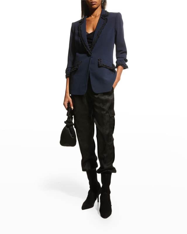Trimmed Crepe Khloe Blazer
